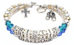 Mother's Name&nbsp;Bracelet Two Strand - bali silver & gold style